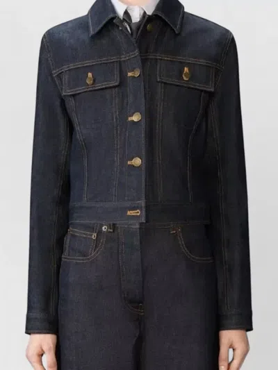 Thom Browne Japanese Selvedge Denim Jacket Puffer Jackets Blue In Black