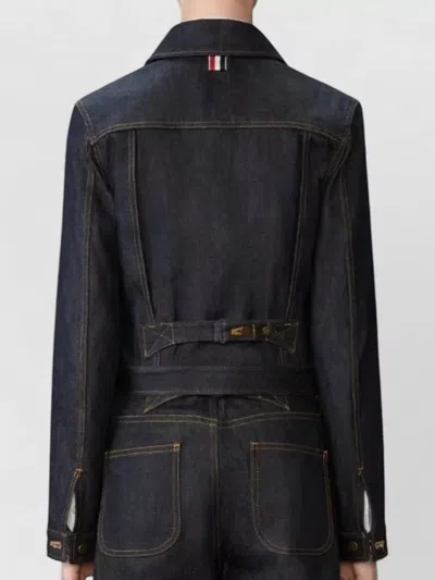 Thom Browne Japanese Selvedge Denim Jacket Puffer Jackets Blue In Black
