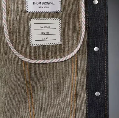 Thom Browne Japanese Selvedge Denim Jacket Puffer Jackets Blue In Black