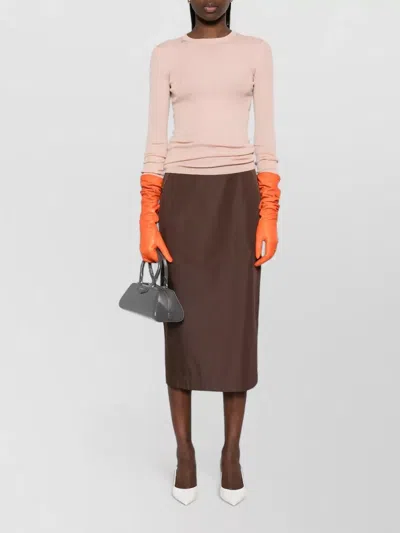 Prada Wool Knit Long Sleeve Crew Neck In Pink