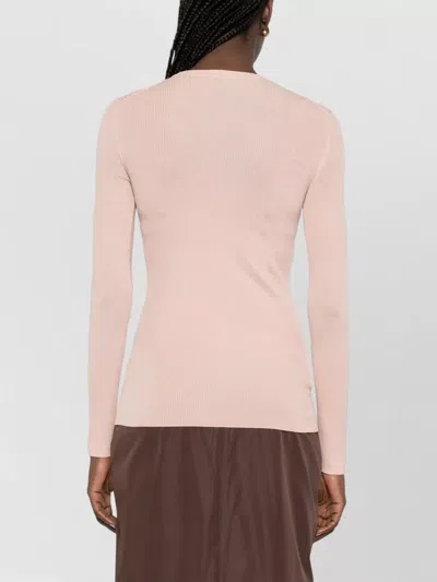 Prada Wool Knit Long Sleeve Crew Neck In Pink