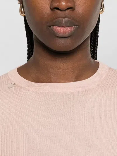 Prada Wool Knit Long Sleeve Crew Neck In Pink