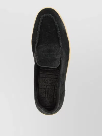 John Lobb Pace Suede Loafers In Black