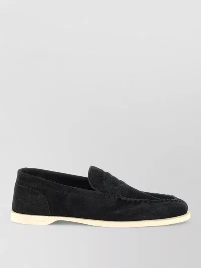 John Lobb Pace Suede Loafers In Black
