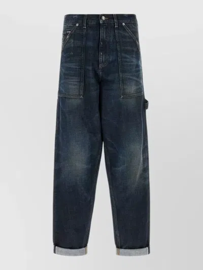Dolce & Gabbana Dark Blue Solid Jeans In Blue