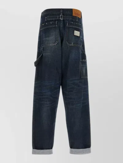 Dolce & Gabbana Dark Blue Solid Jeans In Blue