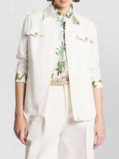 Fay White Collared Jacket In Neutral