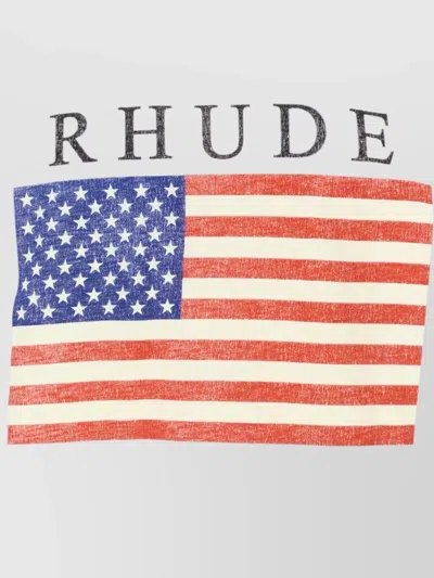 Rhude Graphic Print Crew Neck Short Sleeve T-shirt In White