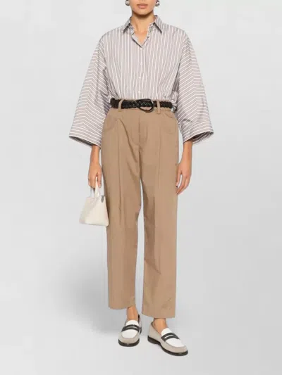 Brunello Cucinelli Lightweight Poplin Five-pocket Track Trousers With Monili Clothing In Brown