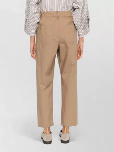Brunello Cucinelli Lightweight Poplin Five-pocket Track Trousers With Monili Clothing In Brown