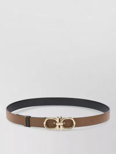 Ferragamo Reversible Belt Duo Adjustable Length Design In Black
