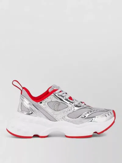 Christian Louboutin So Flo Metallic Leather-trimmed Mesh Sneakers In Gray