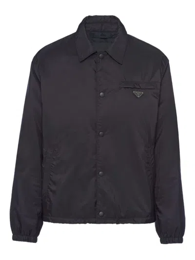 Prada Re-nylon Sporty Blouson Jacket Clothing In Black
