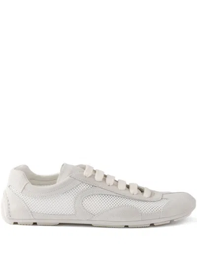 Prada Montecarlo Re-edition 2005 Suede And Mesh Sneakers In White