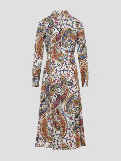 Etro Belted Paisley-print Cotton-voile Midi Shirt Dress In Multi