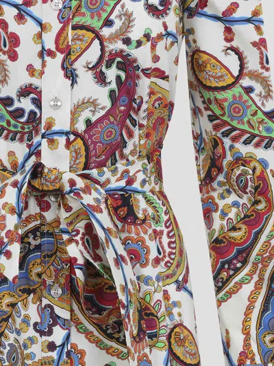 Etro Belted Paisley-print Cotton-voile Midi Shirt Dress In Multi