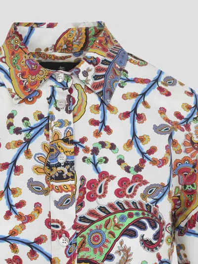 Etro Belted Paisley-print Cotton-voile Midi Shirt Dress In Multi