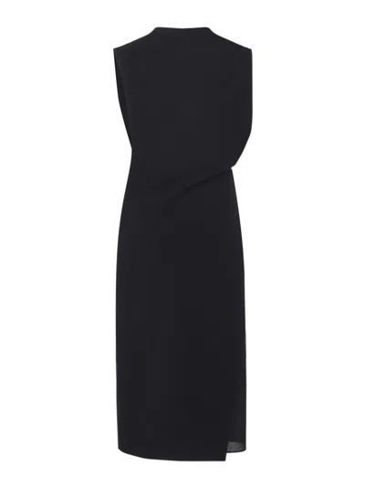 Jacquemus Drap Cotton-blend Poplin Midi Dress In Black