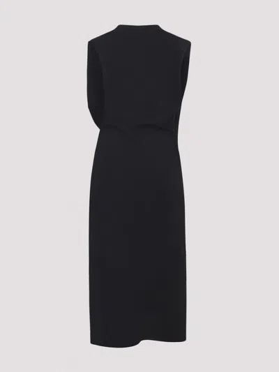 Jacquemus Drap Cotton-blend Poplin Midi Dress In Black