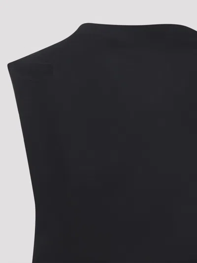Jacquemus Drap Cotton-blend Poplin Midi Dress In Black