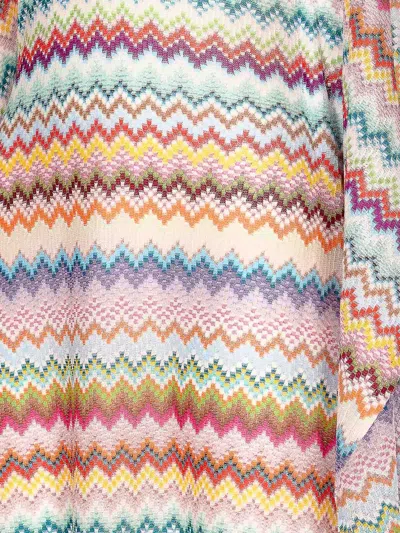 Missoni Long Caftan Cover-up With Micro Pixel-effect Zigzag Pattern In Multi