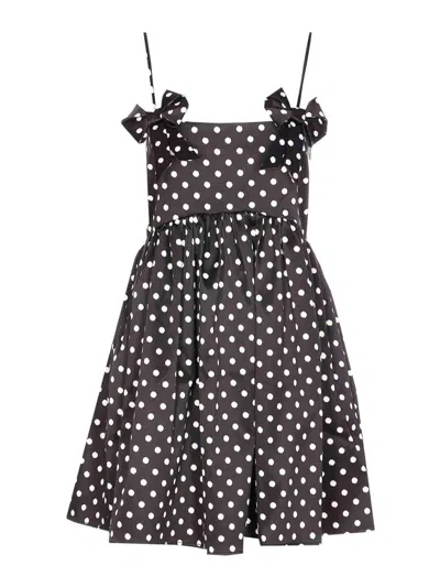 Ganni Multicolor Recycled Polyester Casual Dress In Black