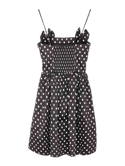 Ganni Multicolor Recycled Polyester Casual Dress In Black