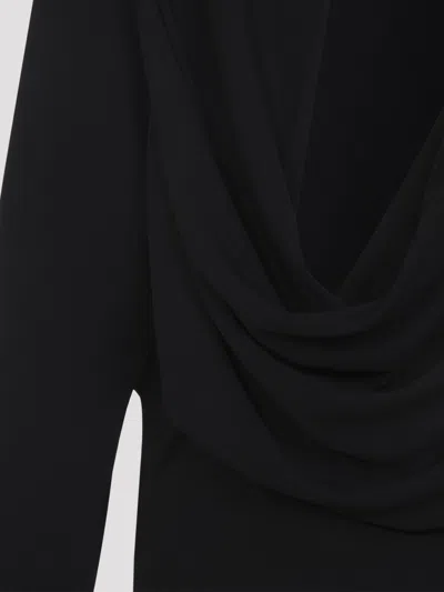 Jacquemus Black La Robe Mistral Crew Neck Dress With Long Sleeves And Open Back In Viscose Blend Women