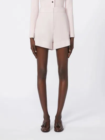 Max Mara Tailored Wool Mohair Silk Blend Shorts In Pink