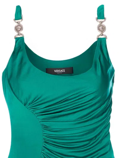 Versace Cocktail Dress Responsible Vicose Liquid Jersey In Green