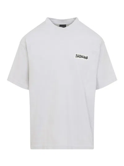 Balenciaga Oversized Logo-print Cotton-jersey T-shirt In White