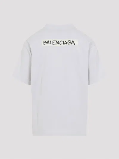 Balenciaga Oversized Logo-print Cotton-jersey T-shirt In White