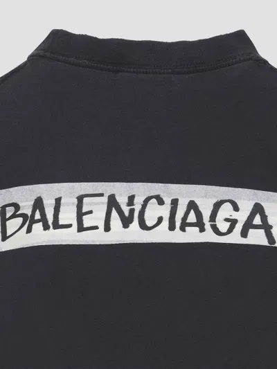 Balenciaga Medium Fit Masking Tape Logo Dry Jersey T-shirt In Black