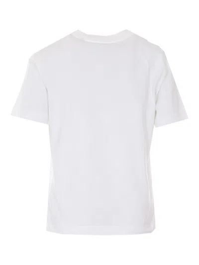 Burberry Ribbed Cotton Jersey T-shirt With Logo Print In Neutral