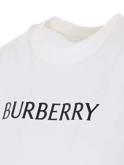 Burberry Ribbed Cotton Jersey T-shirt With Logo Print In Neutral