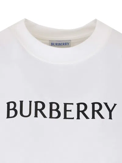 Burberry Ribbed Cotton Jersey T-shirt With Logo Print In Neutral