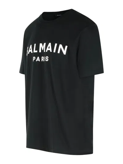 Balmain Black Logo T-shirt In Black