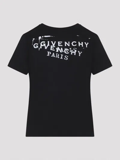 Givenchy Women Black Crew Neck T-shirt With Logo On Front And Back In Cotton Woman In Black