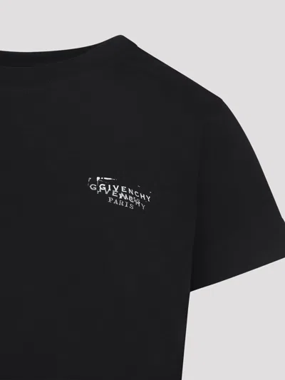 Givenchy Women Black Crew Neck T-shirt With Logo On Front And Back In Cotton Woman In Black