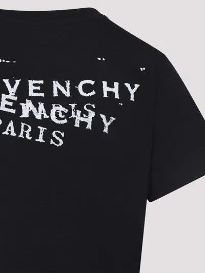 Givenchy Women Black Crew Neck T-shirt With Logo On Front And Back In Cotton Woman In Black