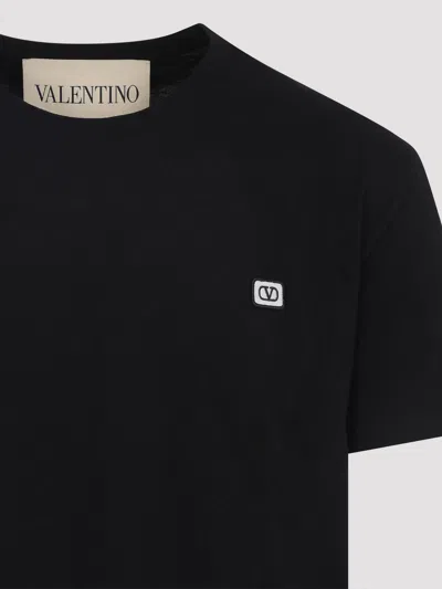 Valentino Logo Patch Crew Neck Short Sleeve T-shirt In Black
