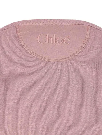 Chloé Knit Pullover Long Sleeves Crew Neck Ribbed In Pink