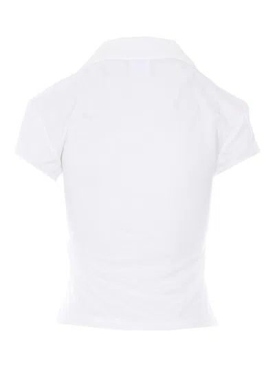 Courrèges Cropped Polo Shirt Collar Short Sleeves V Neck In Animal Print