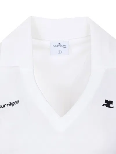 Courrèges Cropped Polo Shirt Collar Short Sleeves V Neck In Animal Print