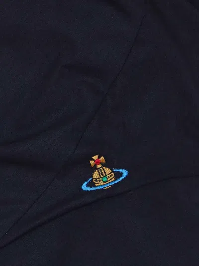 Vivienne Westwood Sunday Black Sleveless Top With Ring Neckline With Draping And Pointed Hem In Cotton Woman In Blue