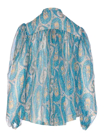 Etro Multicolor Silk Pattern Shirt In Blue