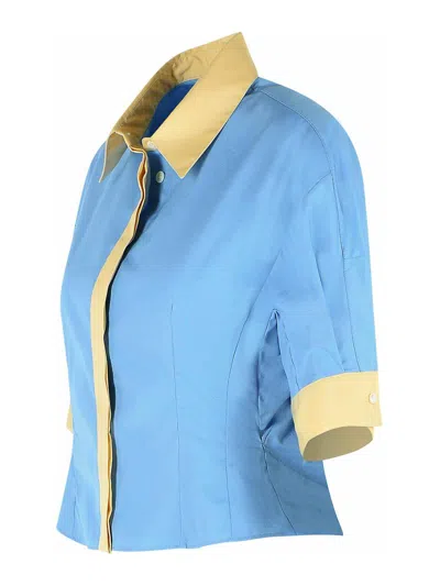 Marni Collared Panelled Top In Blue