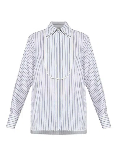 Lanvin Striped Collared Shirt In Blue