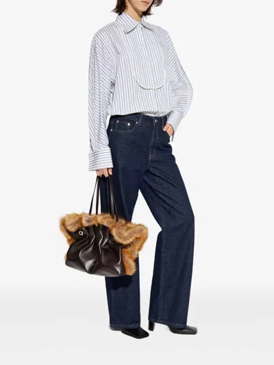 Lanvin Striped Collared Shirt In Blue