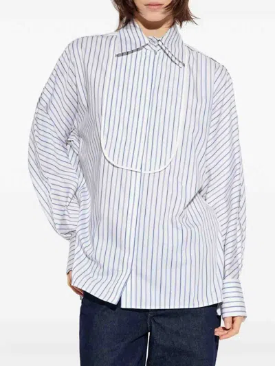Lanvin Striped Collared Shirt In Blue